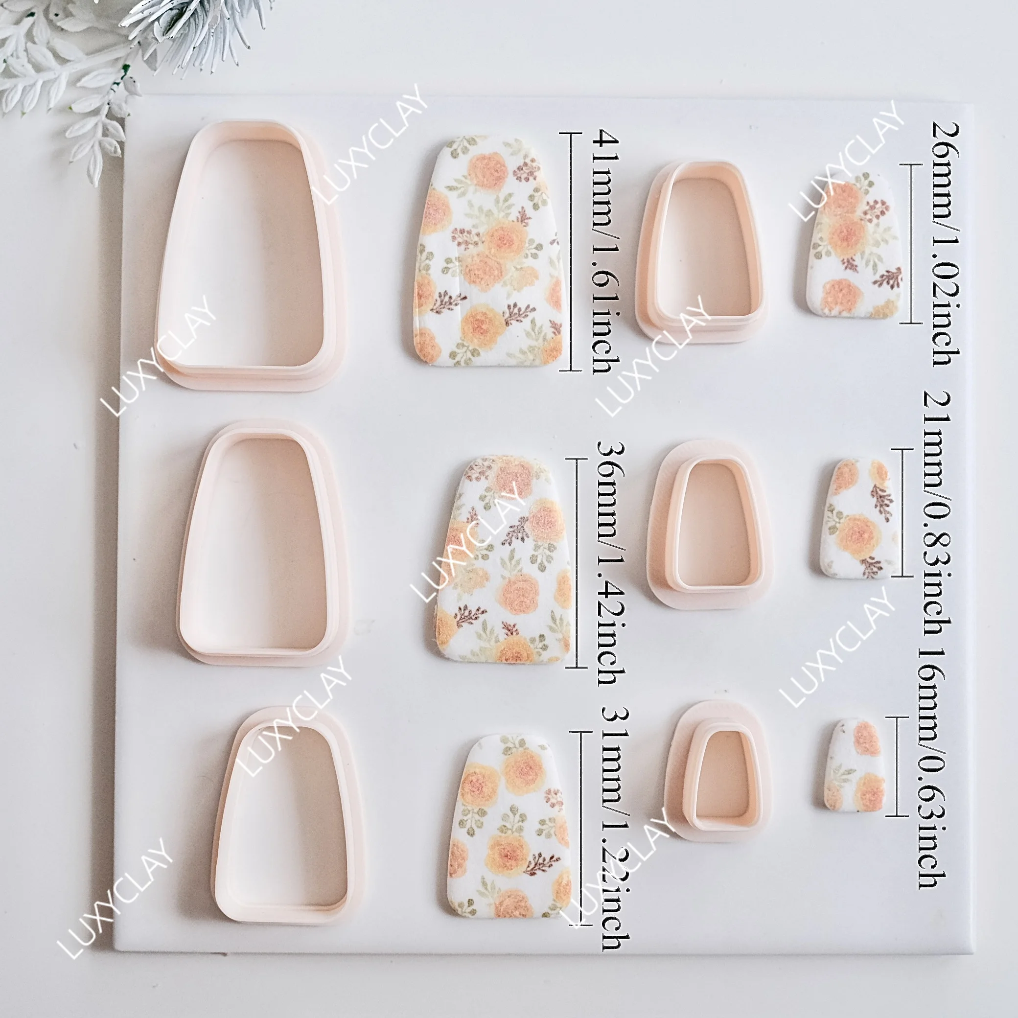 6pcs Different Size Arc Edge Trapezoid Polymer Clay Earring Cutters, Geometric Ladder Shape Clay Cutter Molds for Jewelry Making