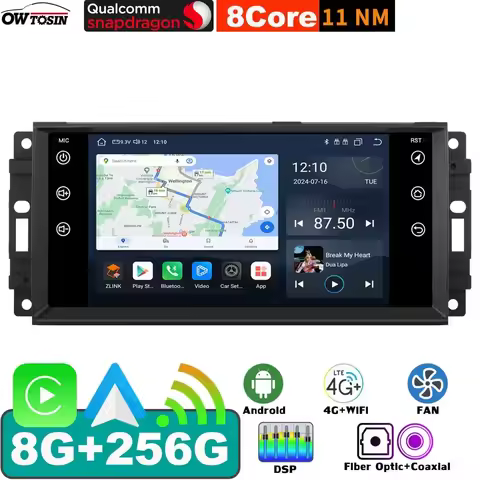 QCM6125 8G+256G Android 13 Car Radio GPS For Jeep Compass Grand Cherokee Chrysler Sebring Aspen Dodge Caravan Durango BT CarPlay