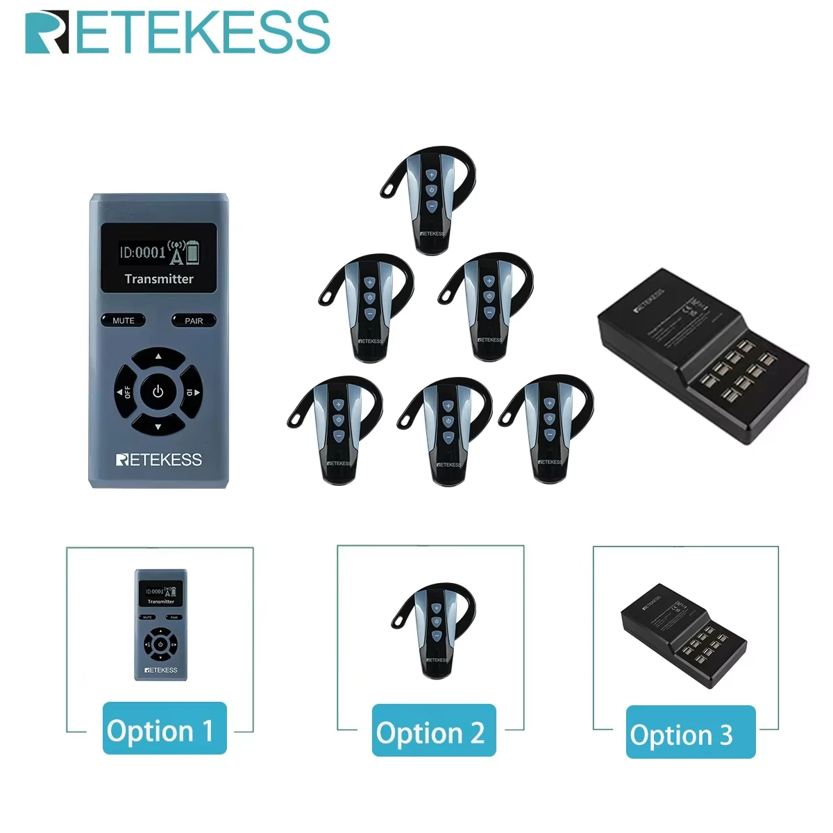 

Retekess TT106S Earhook Tour Guide System, Voice Audio Transmission with Mic Conference Translation System For Conferences
