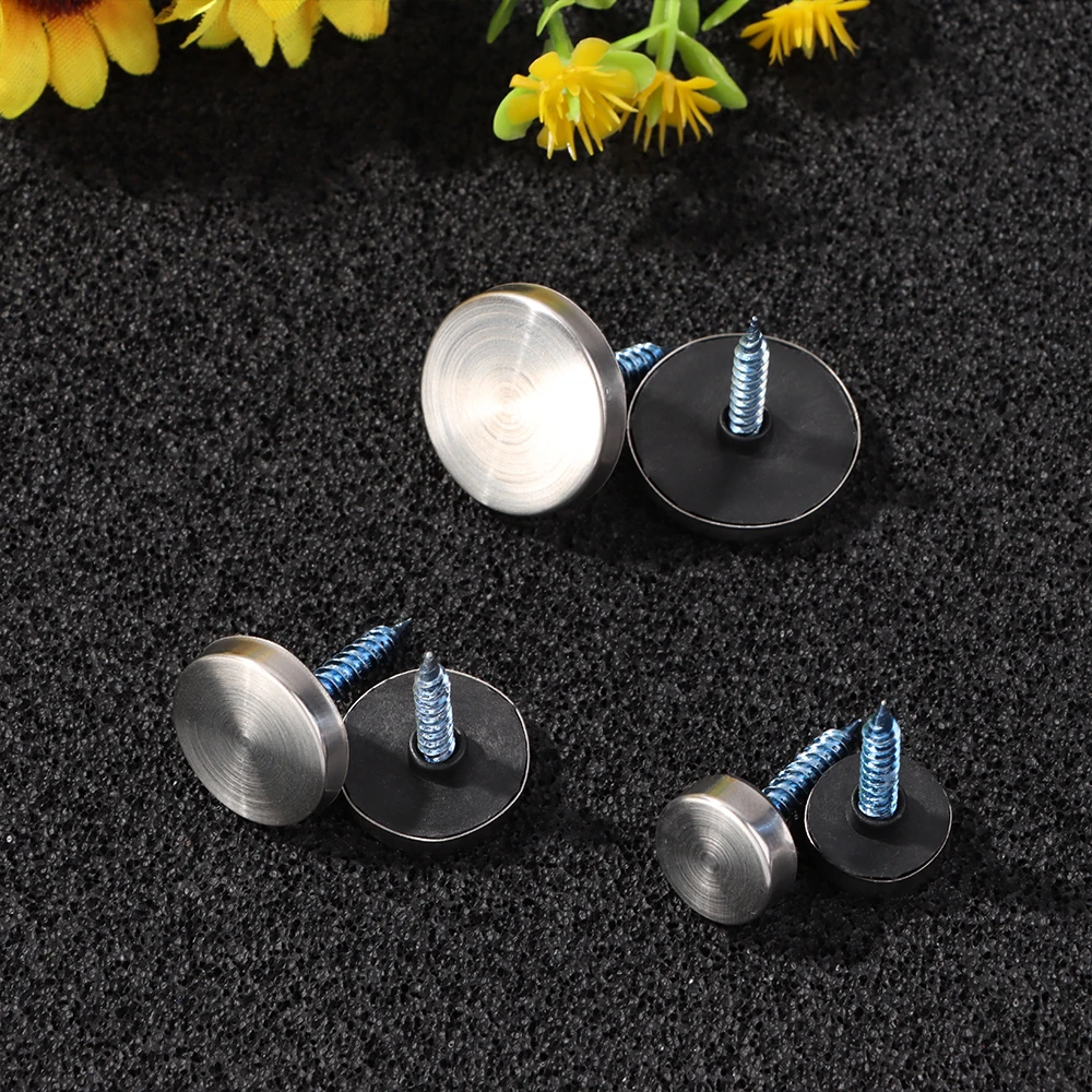 8 Sets Mirror Fasteners Screws Decorative Cap Stainless Steel Decor Screw Covers Mirror Fixing Nails Useful Furniture Hardware