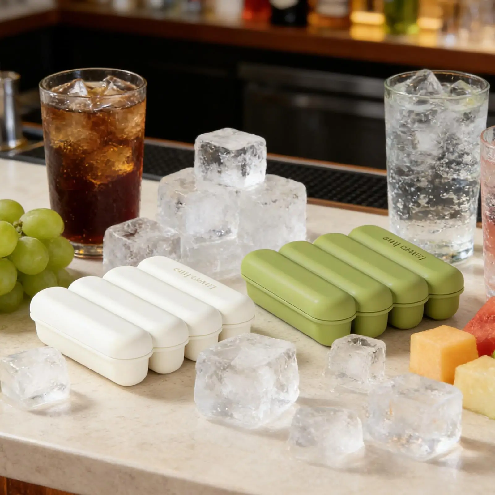 Silicone Rectangle Ice Tray Mold Ice Maker for Whisky Cocktail Juice Water Home Pool Party Family Gathering Kitchen Tool