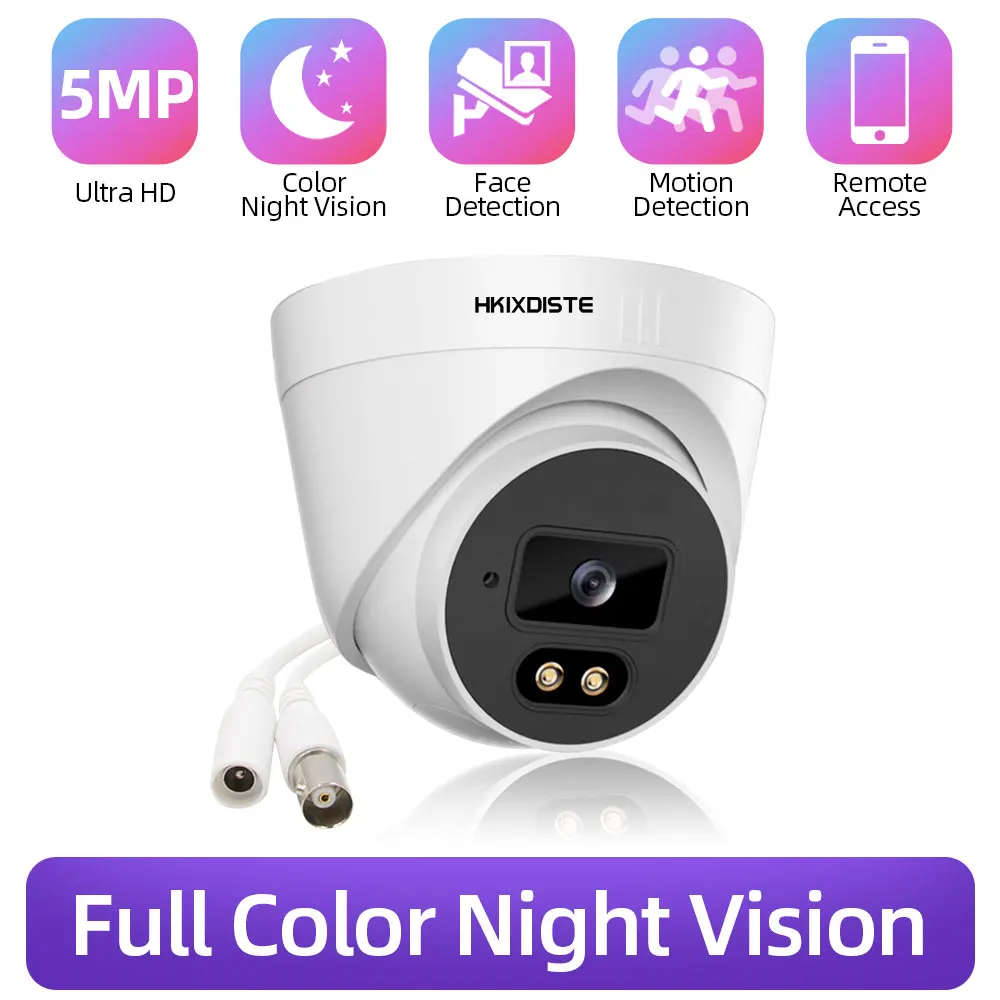 5MP Indoor CCTV Analog Dome Camera Human Detection AHD Security Cam Color Night Vision Video Surveillance Camera XMEYE H.265