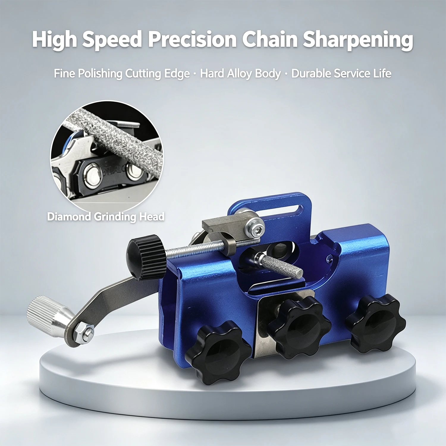 Chainsaw Chain Sharpener LaborSaving Hand Crank , Alloy Chainsaw Blade Grinder, Quick Sharpening Maintenance Tool for Chain Saws