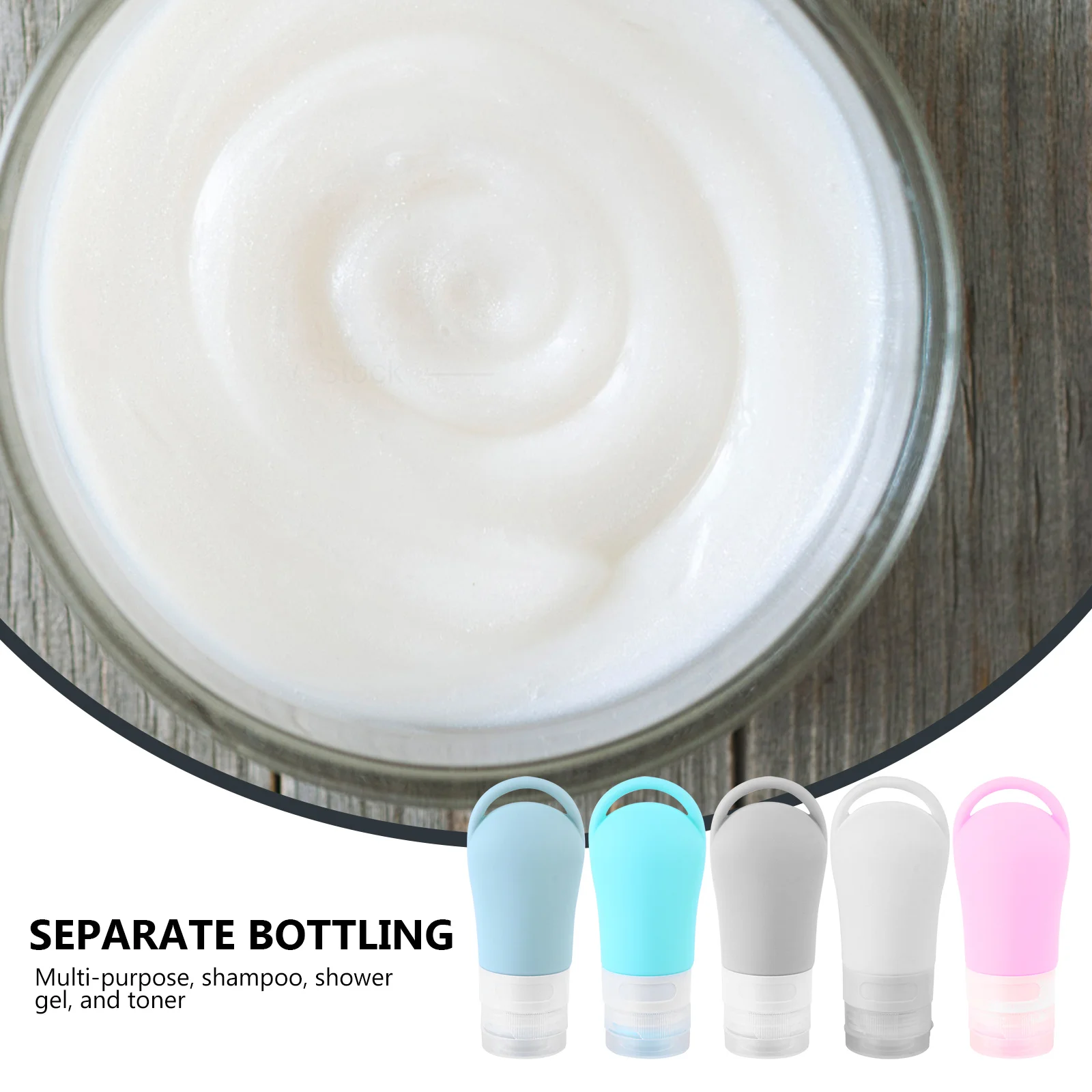 5 Stück nachfüllbare Kosmetikflaschen, 60 ml, auslaufsichere Reisebehälter für Shampoo, Lotion, Sonnenschutz, Reiseflasche