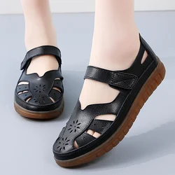 Women Leather Shoes Slip On Loafers Female Moccasins Sneakers Zapatos Mujer Breathable Hollow Flat Shoes For Women Casual Shoes