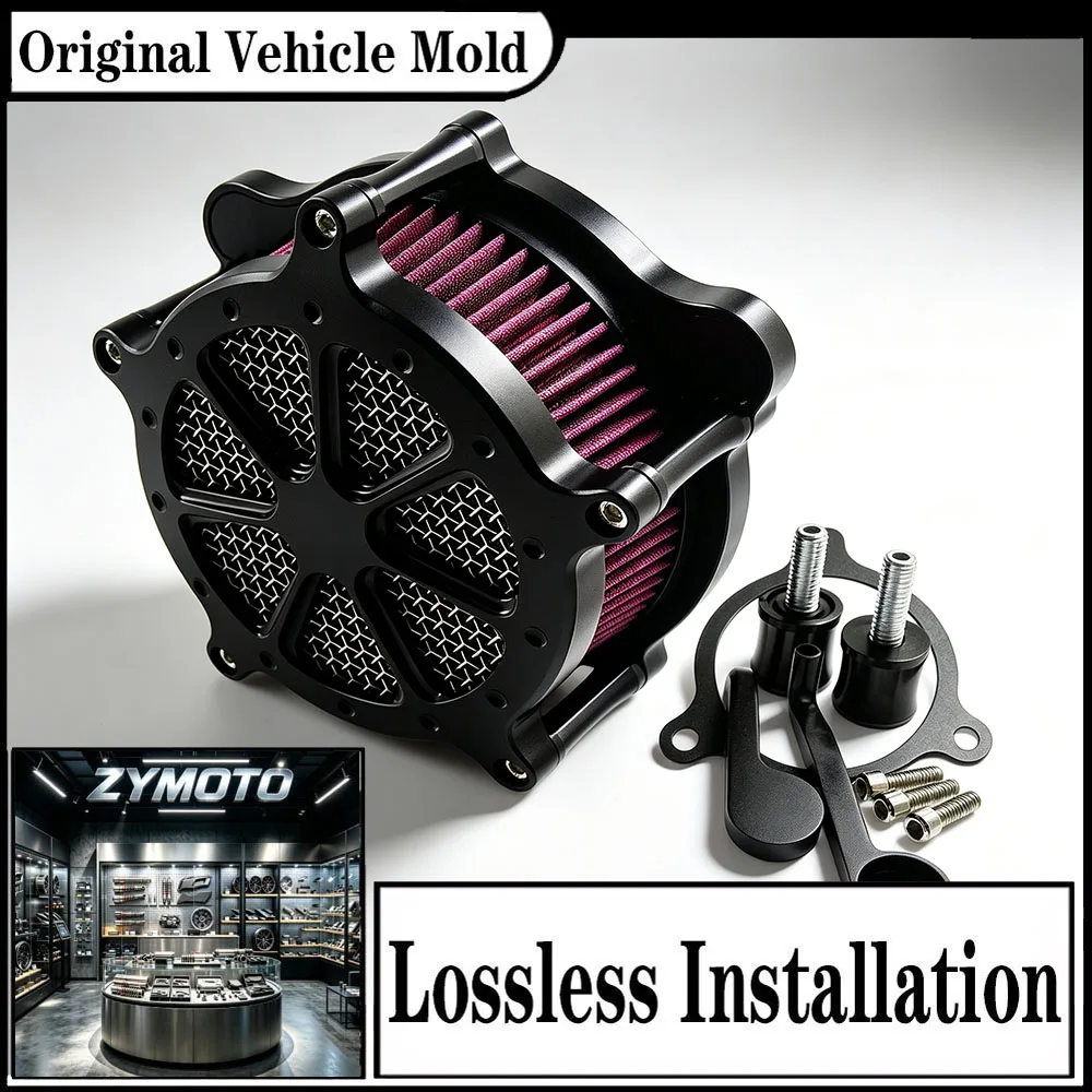 For Harley Dyna Softail Touring FXR EVO Twin Cam 1993-2017 Spike Air Filter Intake Cleaner Black 4-Hole Base Aluminum Kit