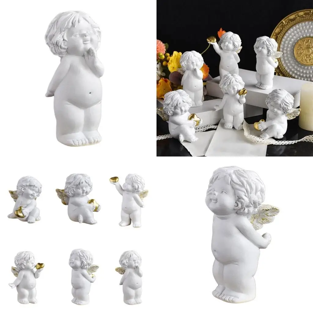 

G6KF Baby Angelic Holding Heart Figurine Elegant Cherub Resins Statue Sculpture Ornament Gift for Couples on Valentines Day