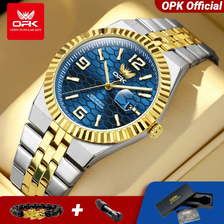 

OPK 8186 Деловые мужские часы из нержавеющей стали, водонепроницаемые часы, кварцевые мужские часы с автоматической датой