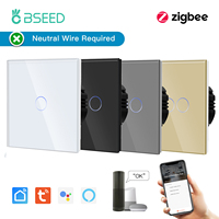 BSEED Zigbee 1/2/3Gang Touch Switches Smart Wall Light Switch Tuya Google Smart Life Alexa App Control Glass Panel No Neutral