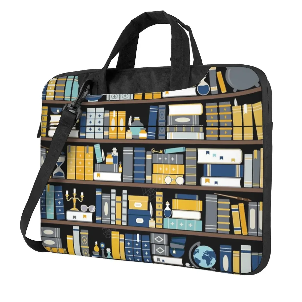 

Bookcase Blue Yellow Library Crossbody Laptop Bag Case Computer Bag 13 14 15.6 Inch Notebook Pouch for Macbook Pro Lenovo