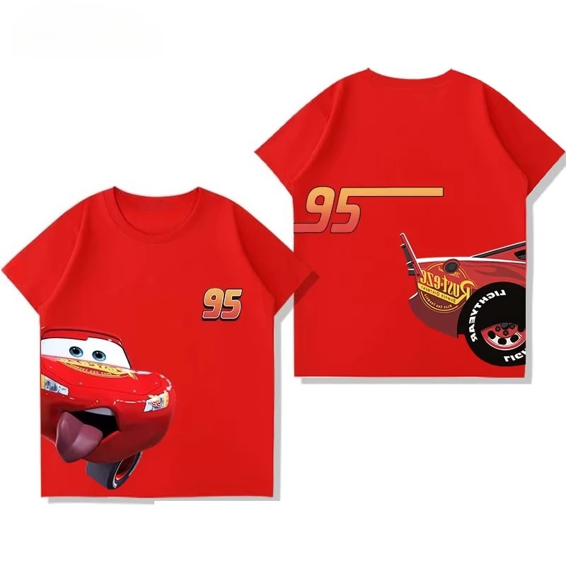 Camiseta Infantil de Algodão Lightning McQueen Nova Coleção Verão 2026 Potdemiel, Confortável e Respirável para Meninos e Meninas