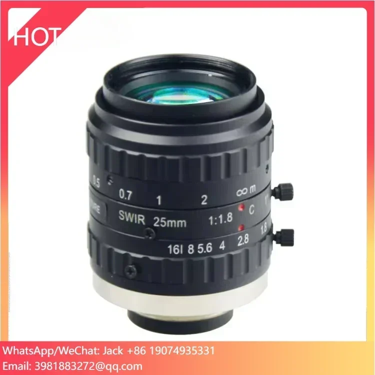 1inch F1.8 Manual Iris 25mm Short Wavelength IR Swir Low Distortion c Mount Cctv Lens for Industrial Vision System Camera