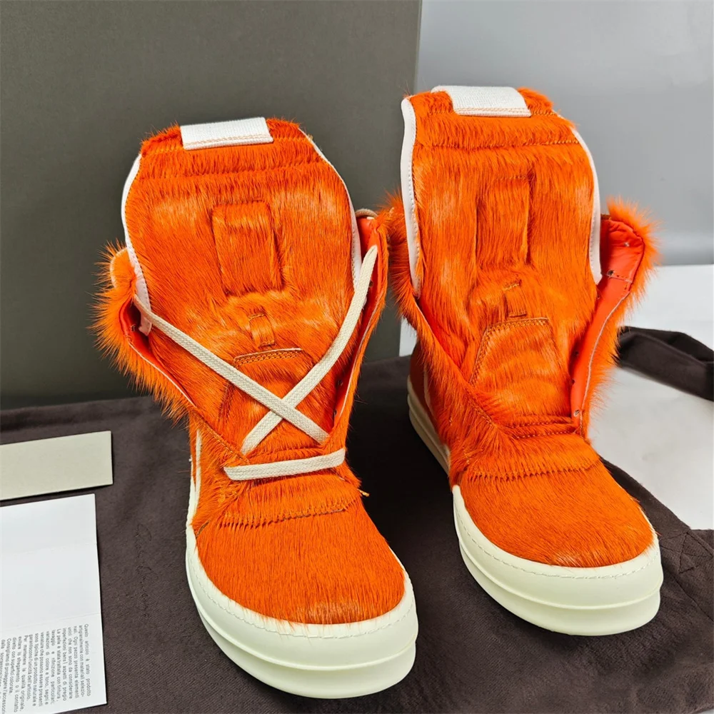 Goodyear Customized Handmade Sewing Main Line exclusive Orange Fur Tpu Sole geo-basket Boots