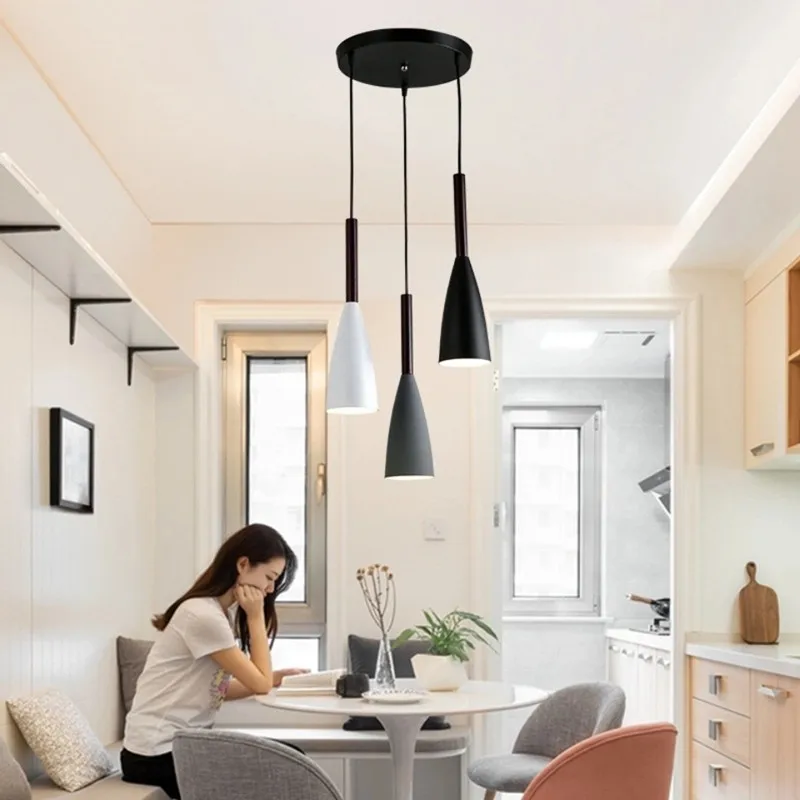 Modern 3 Pendant Light Nordic Minimalist Pendant Lights Over Dining Table Kitchen macaron Hanging Lamps Dining Room Coffee Light