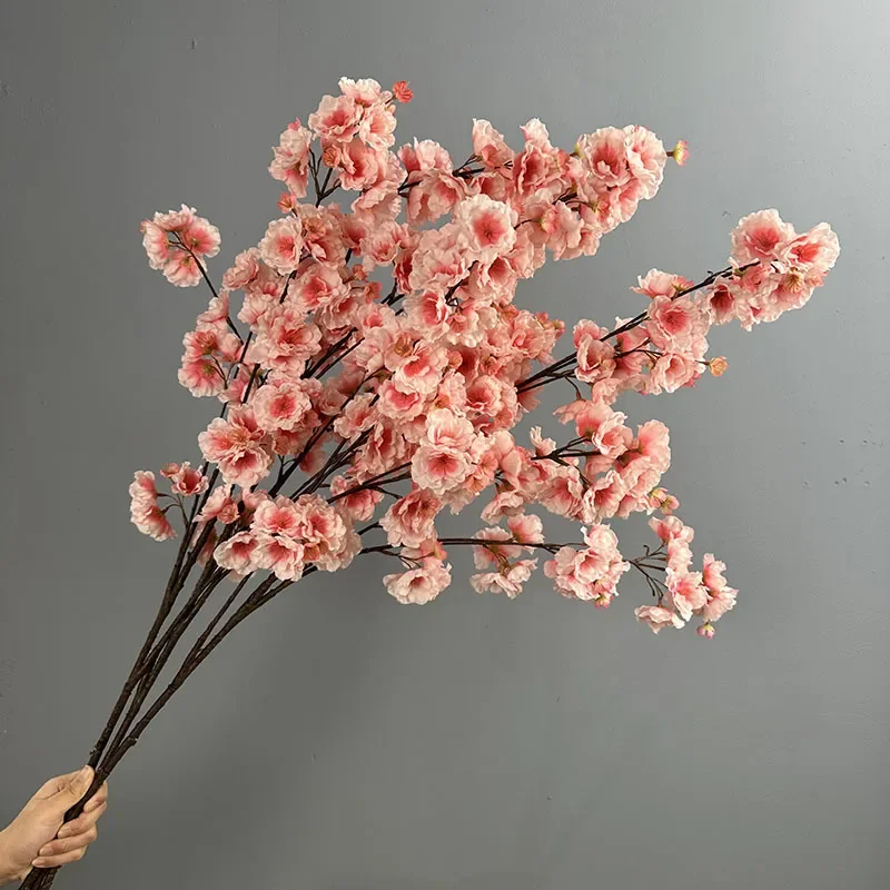 2 Stück 126cm Simulierte Große Kirschblütenzweige Seiden-Kunstblumen Raumdekoration Künstliche Kirschblüten für Hallendekoration – Detail 8