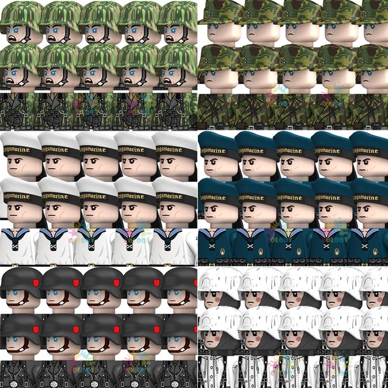 Kids Toys WW2 Army Building Blocks 10pcs/lot Germany Soldiers Mini Action Figures Toys For Kids Christmas Gifts