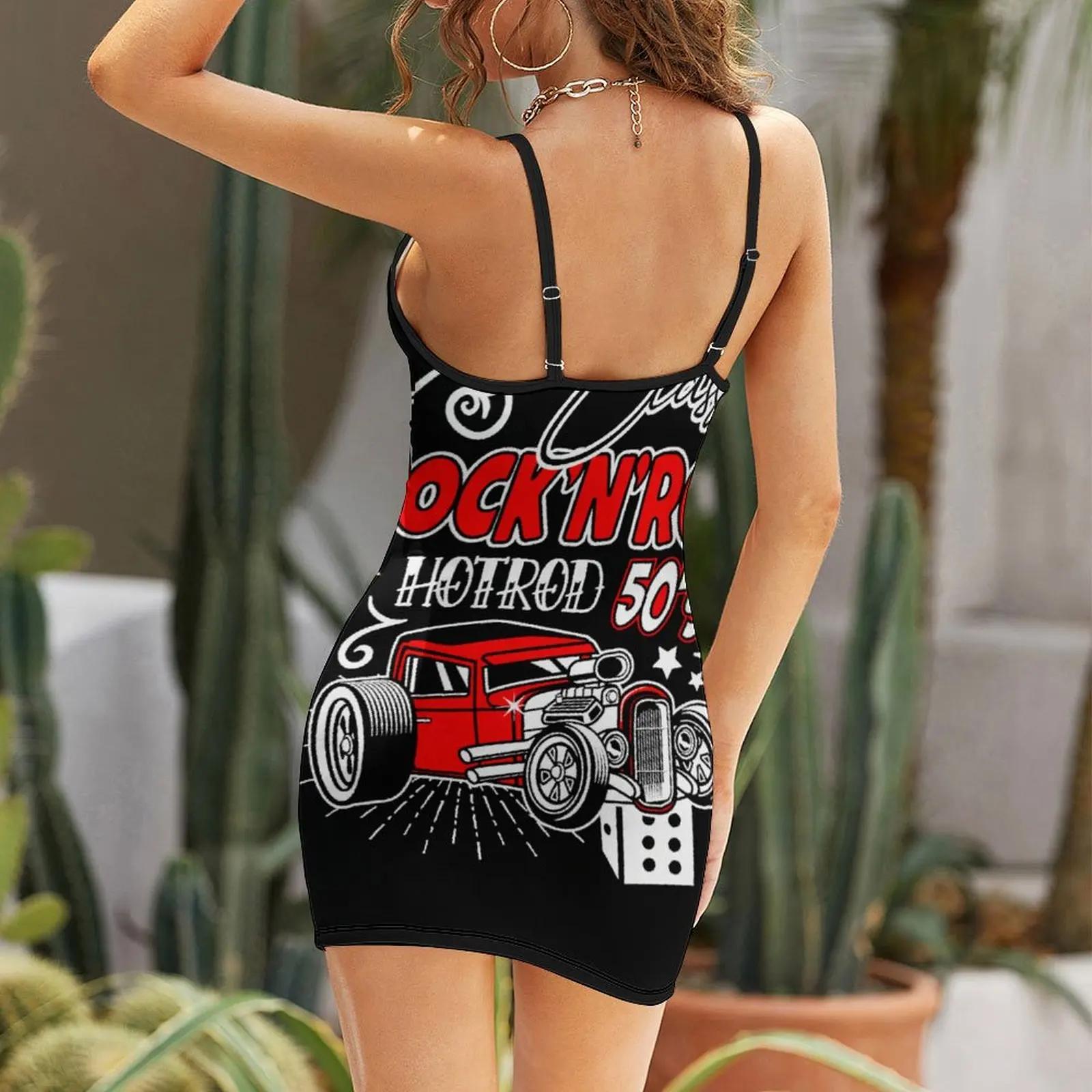 Exotic Rockabilly Hot Rod Vintage 1950s Rock And Roll Women's Sling Dress Funny Sarcastic  Vacations  Woman's Gown Dresses Graph