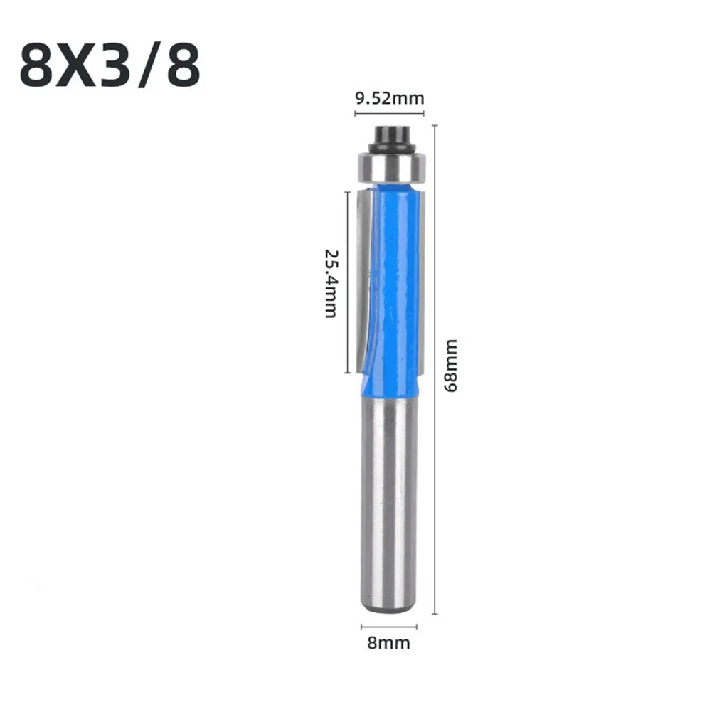 1/4pcs Flush Trim Router Bit Woodworking Tools 8mm Shank Straight End Mill With Bearing For Woodworking Milling Cutter