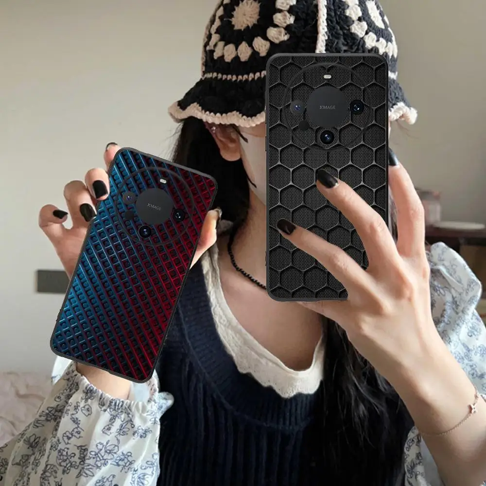 

Technology Texture Beehive Phone Case for Huawei Mate 60 50 40 30 20 10 Pro Plus Lite E 5G Soft TPU Shockproof Cover