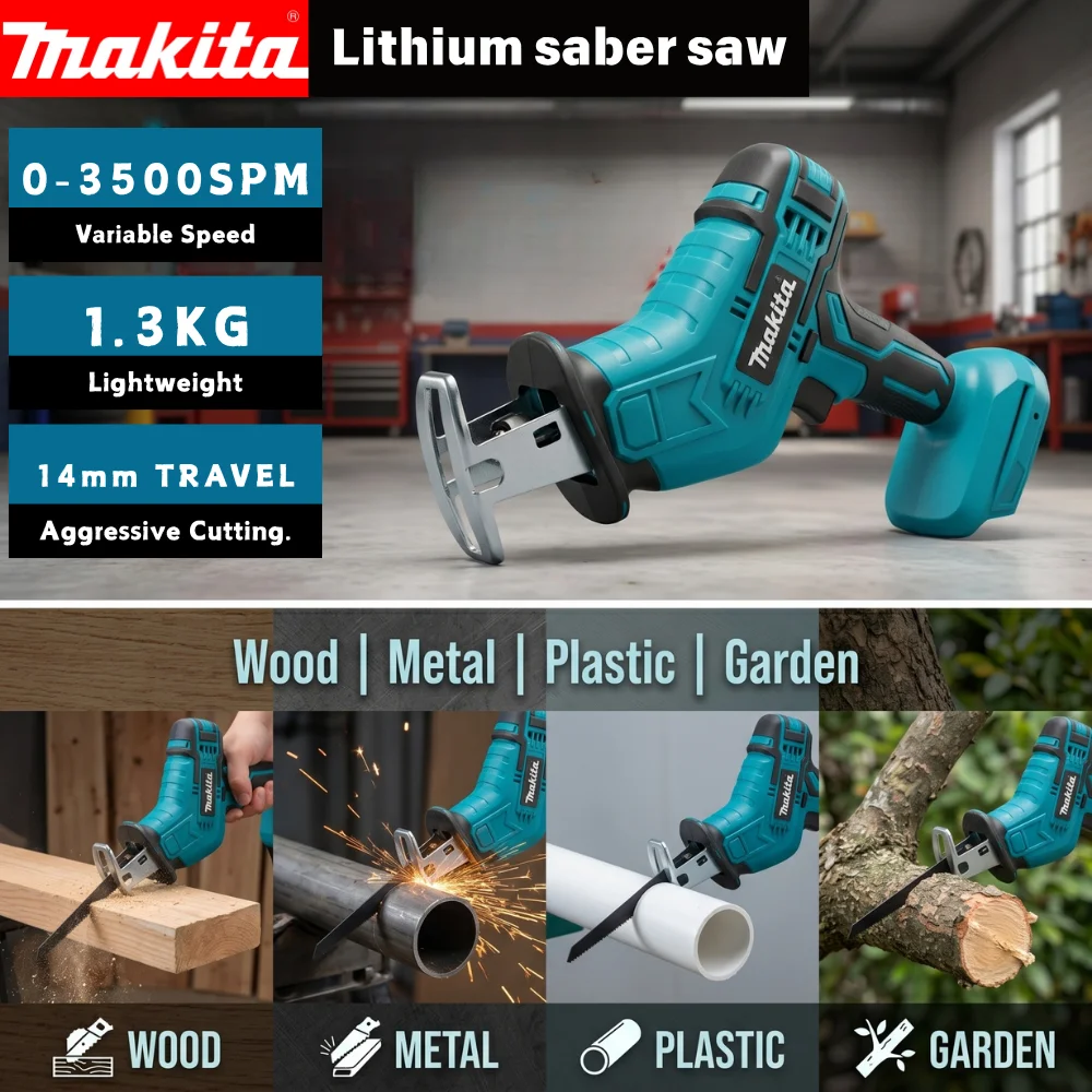 

Makita Cordless Brushless Electric Reciprocating Saw Rechargeable Wood Metal Cutting Saw Portable Saw Power Tool 18V