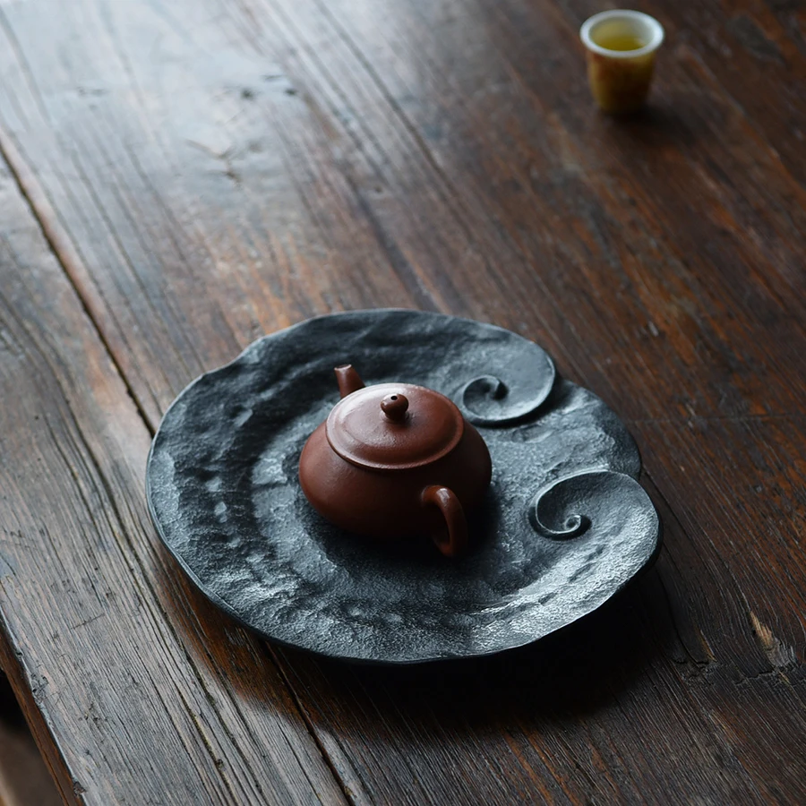 Tee Tablett Naturstein Vulkanischer Basalt Handgeschnitzt Lingzhi Ruyi Trockene Teezeremonie Wabi-Sabi Zen Kung Fu Gongfu Deko Haus Geschenk Teeliebhaber – Detail 9