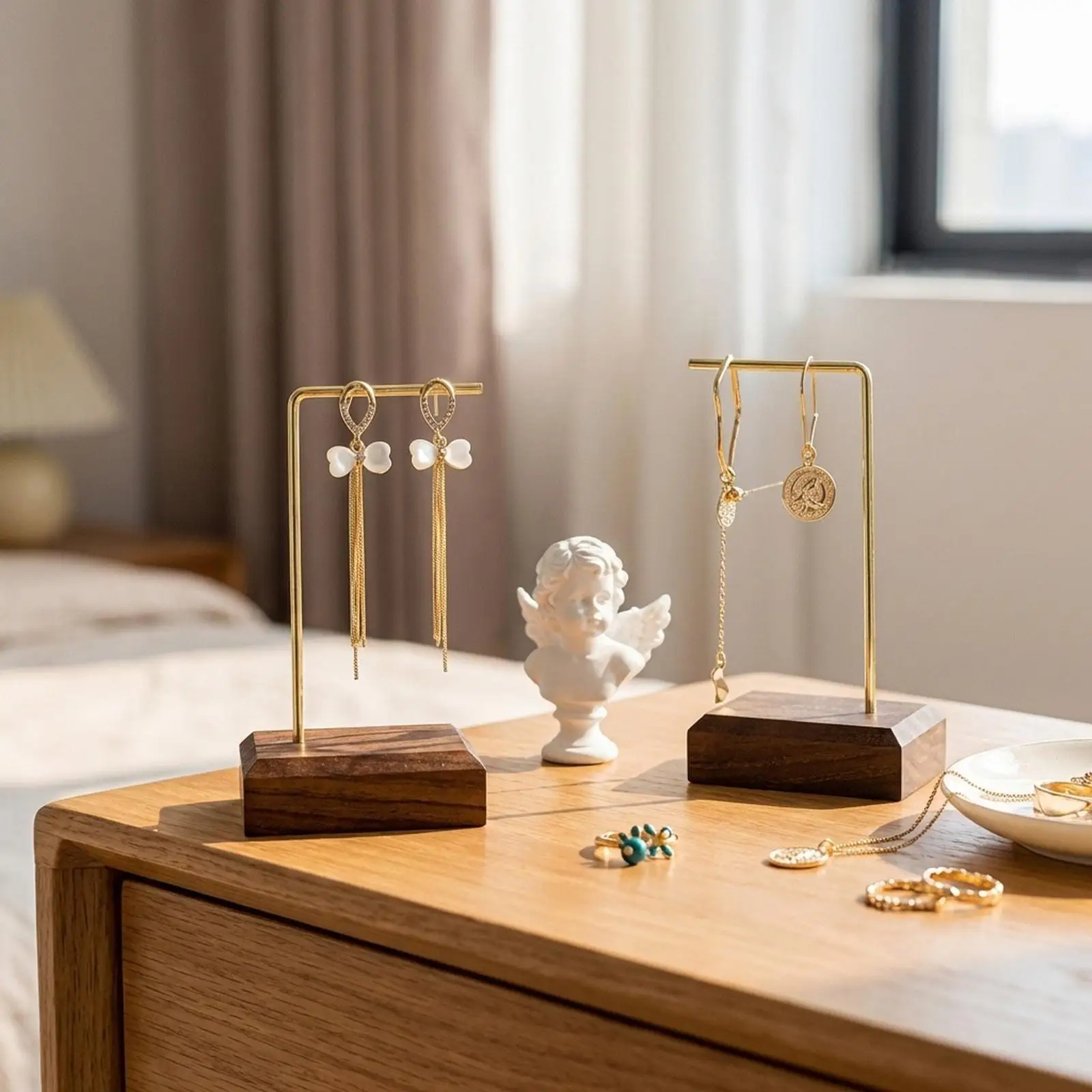 

Подставка для украшений: держатель для серег, органайзер для колье, деревянная подставка для женских и девичьих украшений, держатель для висячих колец на стол