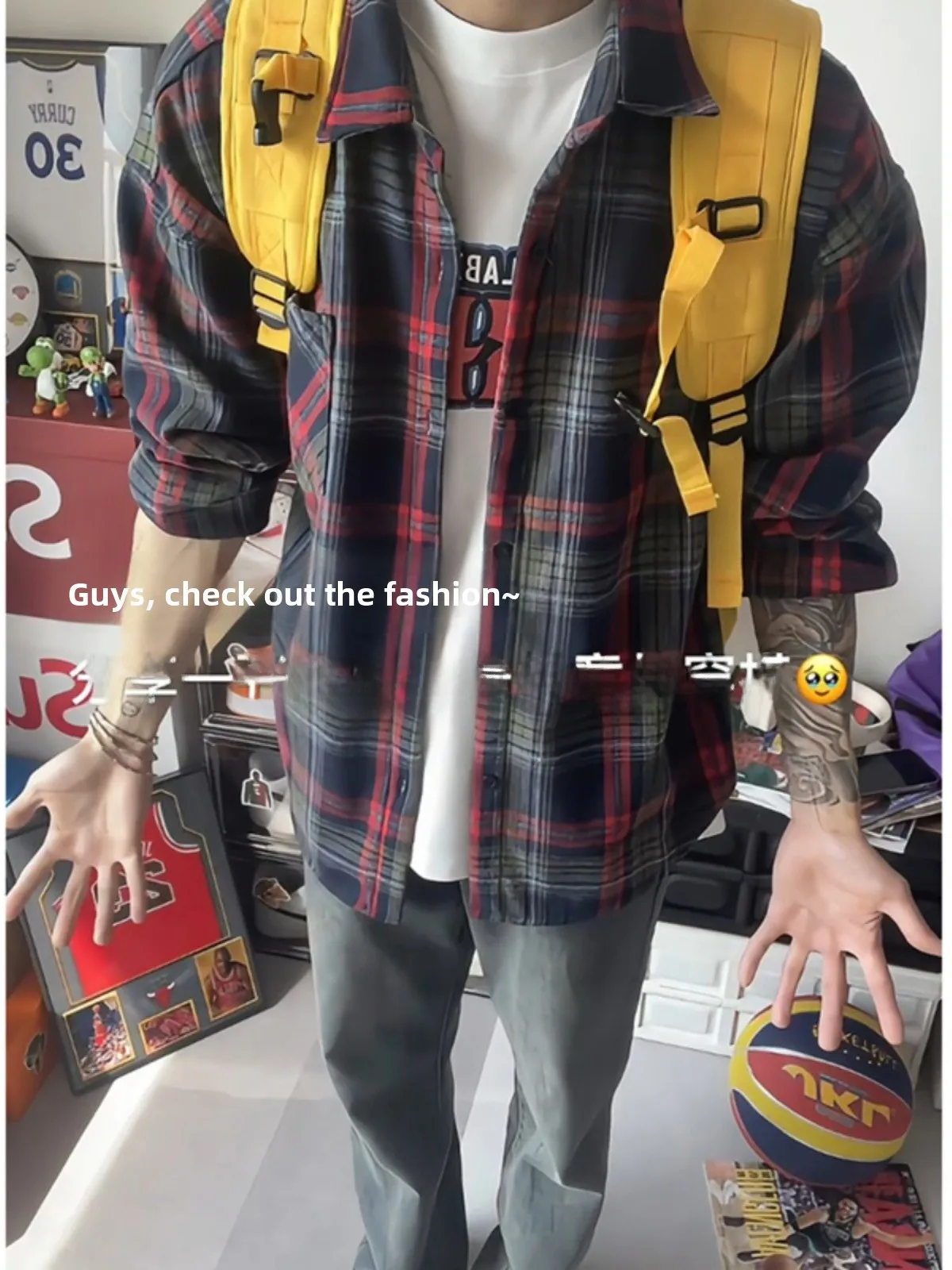 

Red Plaid Long Sve irt for Boys Summer Anti-Uv Loose Fit Polyester Cotton Blend Casual Youth Sle American Vibe Streetwear