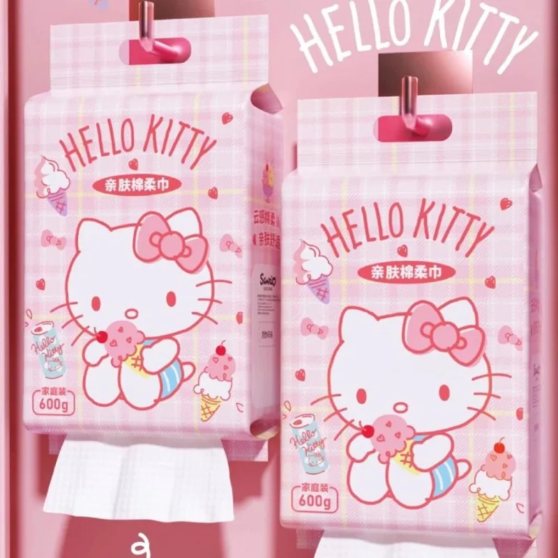 

Мягкое Полотенце из чистого хлопка Kawaii Sanrio, Hello Kitty Kuromi My melody мультяшное милое полотенце для лица аниме подвесное одноразовое полотенце для лица