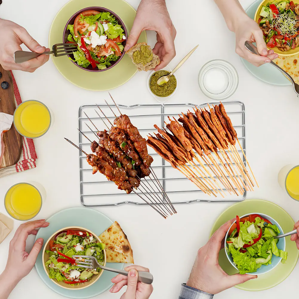 

Grill Rack Stainless Steel Bread Cooling Rack for Baking Roasting Bbq Cooking Camping Picnic Fish Vegetables Pancakes Pizza Oven