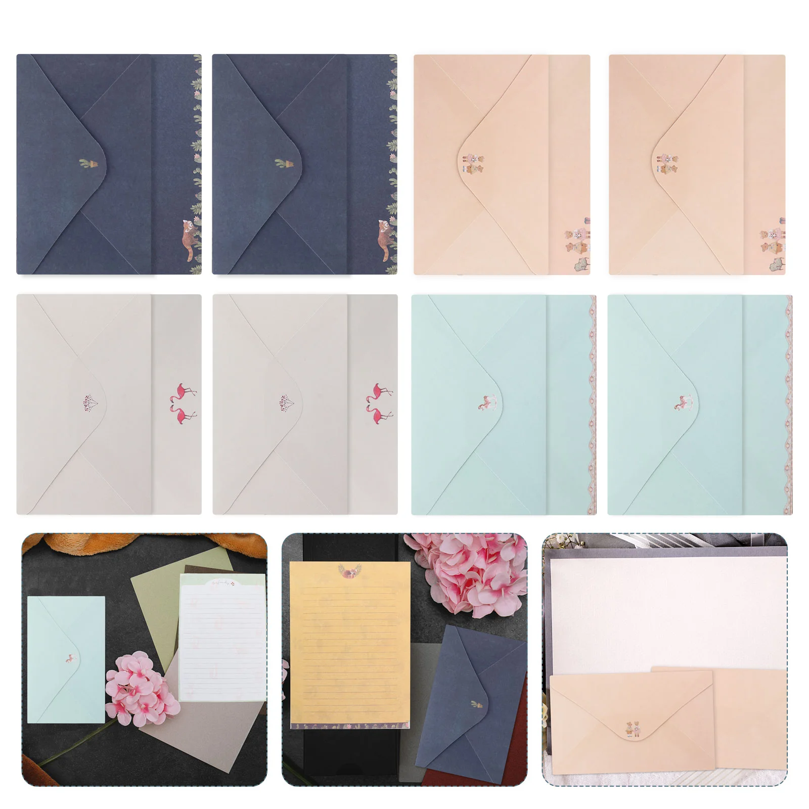 54 Pcs Invitation Card Writing Paper Envelope Office Stationary Golden Envelopes Letter with