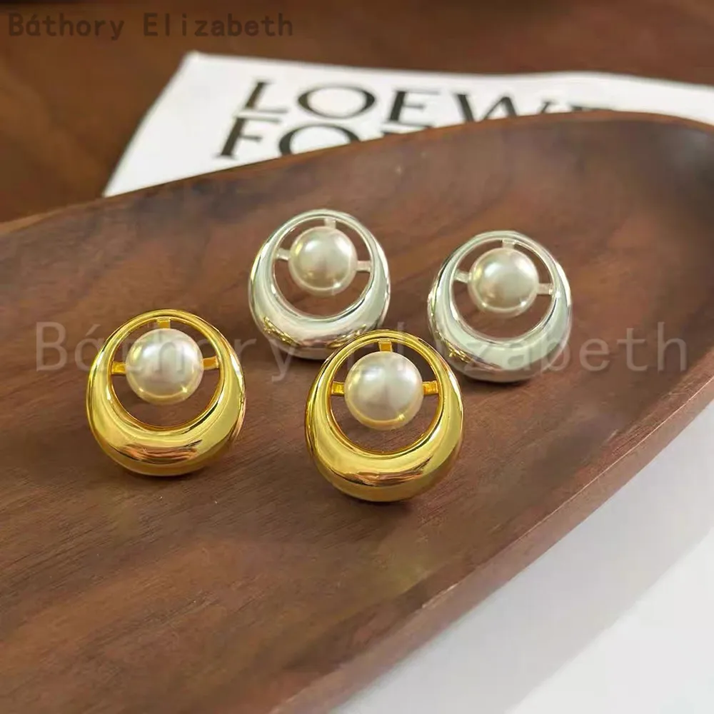 

Báthory Elizabeth French Famous Brand Large Pearl Round Earrings For Women Luxury Jewelry High Quality Birthday Party Gift