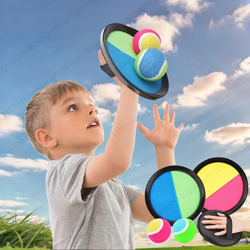 1Set Kids Sucker Sticky Ball Toy Outdoor Sports Catch Ball Game Set Throw And Catch Parent-Child Interactive Outdoor Toys