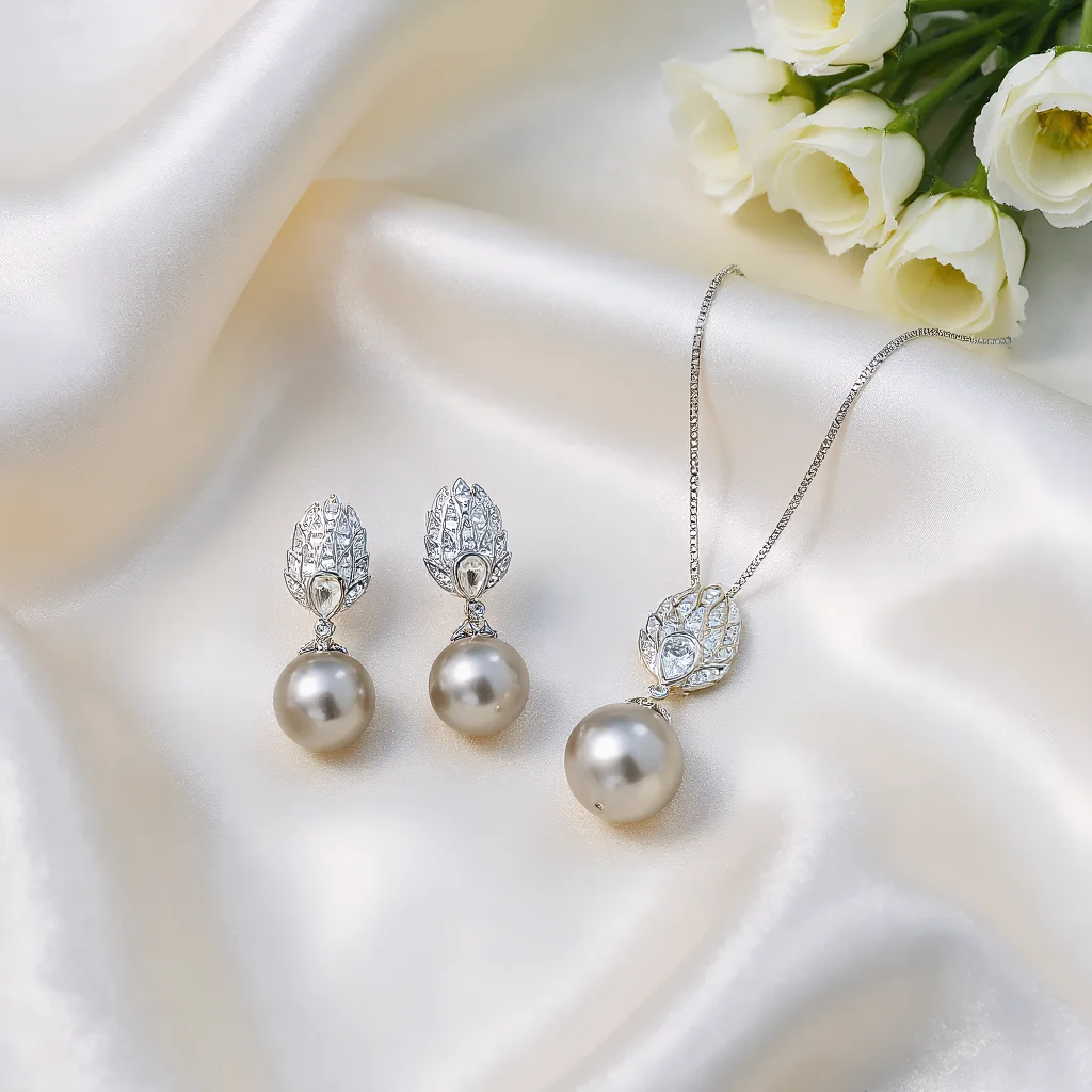 

Набор из 3 предметов: элегантный винтажный ювелирный комплект для женщин — серое жемчужное ожерелье, блестящая хрустальная цепочка на ключицы, свадебные серьги для вечеринок