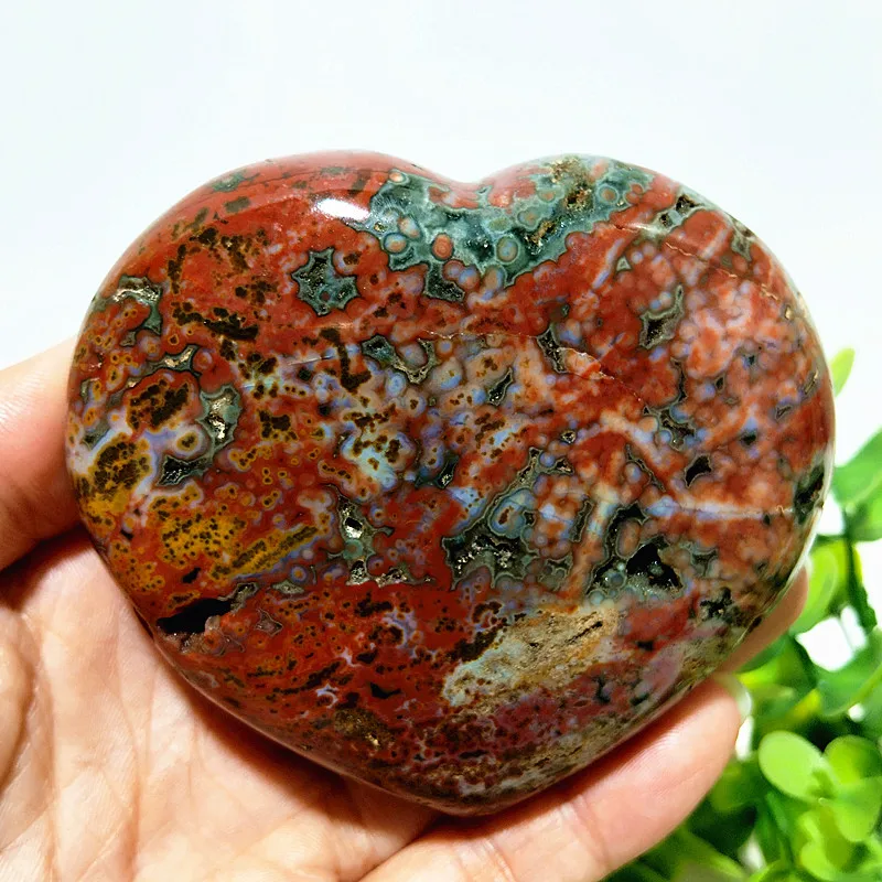 Natural Ocean Jasper Sea Gem Heart Meditation Energy Spirit, Healing Cures Crystal Home Feng Shui Decoration