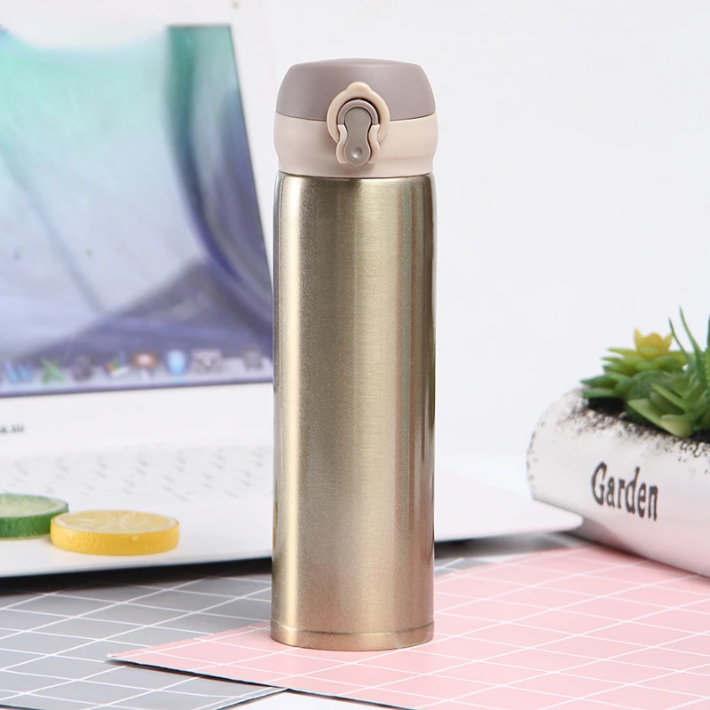 500ml Creative Gift Portable Lock Bounce Stainless Steel Insulation Vacuum Cup Thermos Universal Thermos Flask Water Bottle Cute