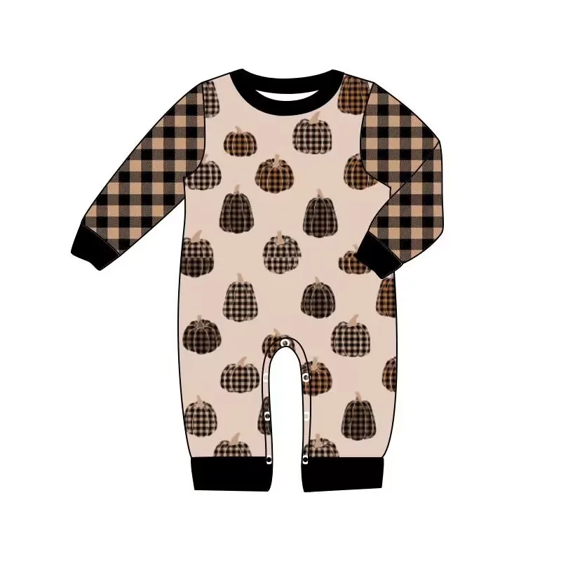 

Newborn baby romper Summer Halloween pumpkin print long sleeve boy romper Cotton toddler onesie suit