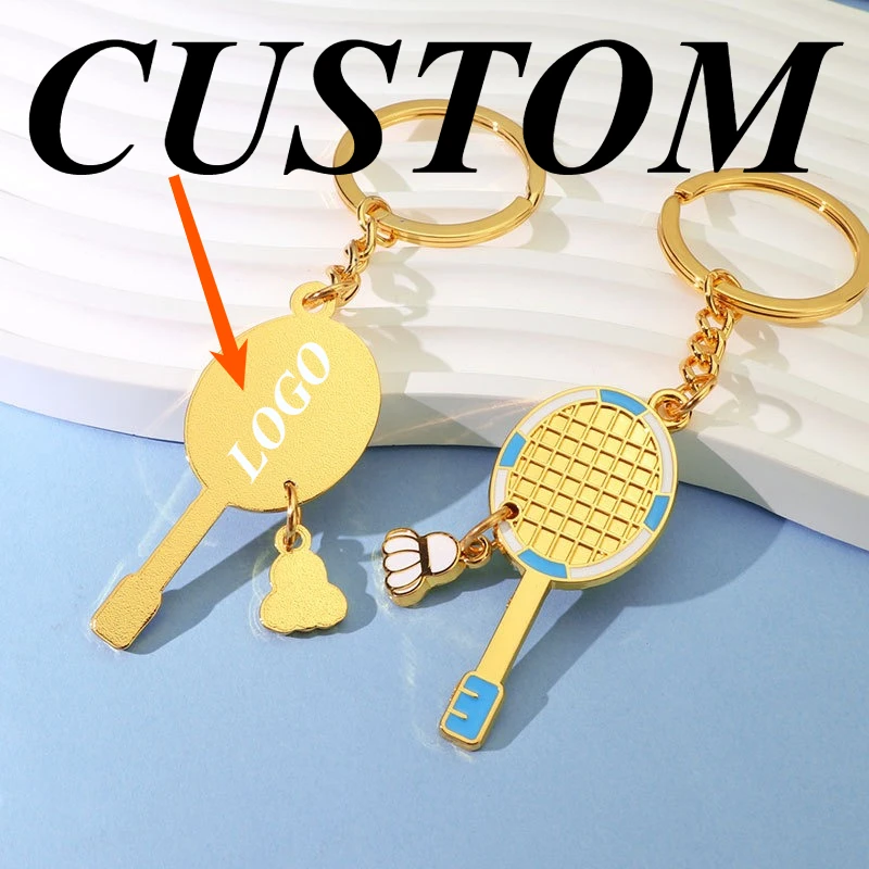 

1pc Custom Keychain Personalized Inc Alloy Trendy Badminton Sports Gift Customized Key Ring Car Accessories Gift Wholesale