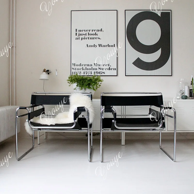 F Modern simple sofa chair light luxury designer stainless steel leisure chair single negotiation chair