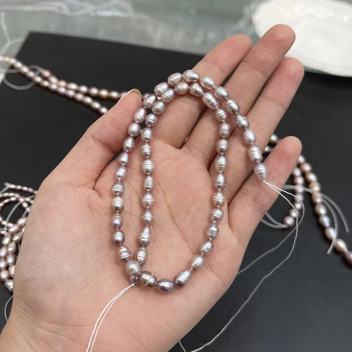 AA Natürliche Süßwasserperlen, Reisform, isolierte Perlen für die Schmuckherstellung, DIY-Halsketten, Armbänder, Ketten, Ohrringe, Accessoires – Detail 3