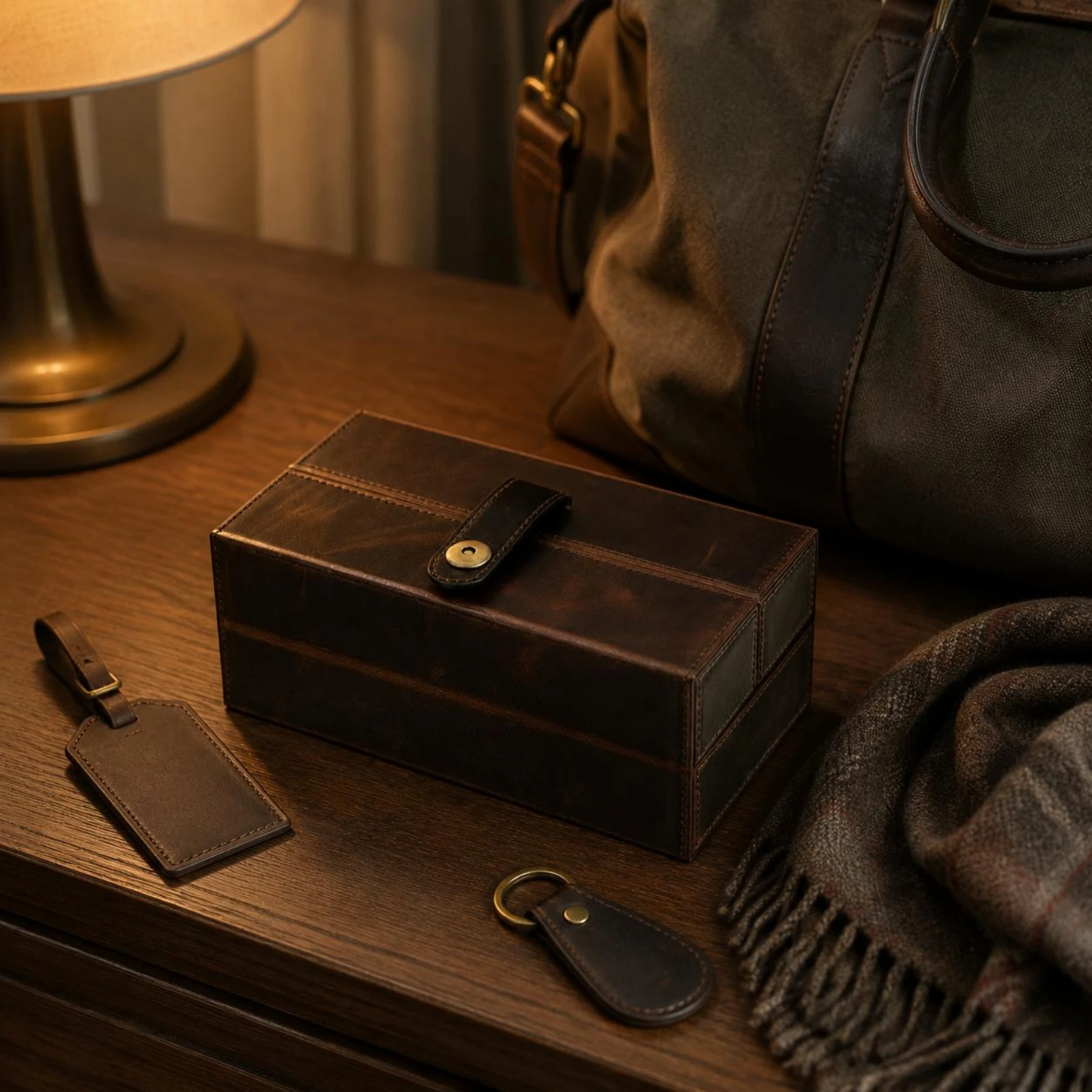 3-slot Watch Holder Organizer Brown Leather Look Travel Watch Organizer Flip-top Case for Safe Storage