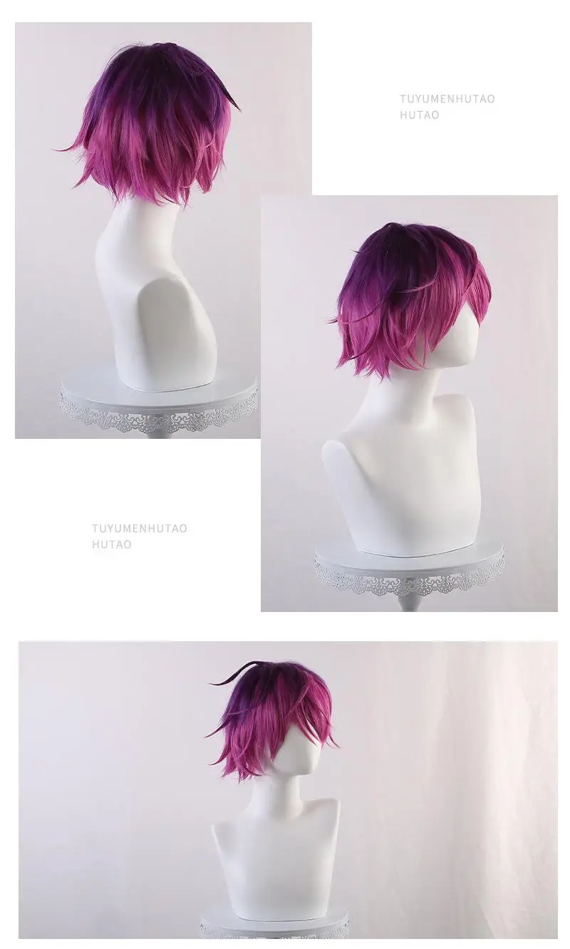 Anime Vtuber Uki Violeta Cosplay-Perücken mit Cosplay-Kostümen, Kopfbedeckung, 35 cm lange, simulierende, dick gefärbte, voluminöse Langhaarperücken – Detail 3
