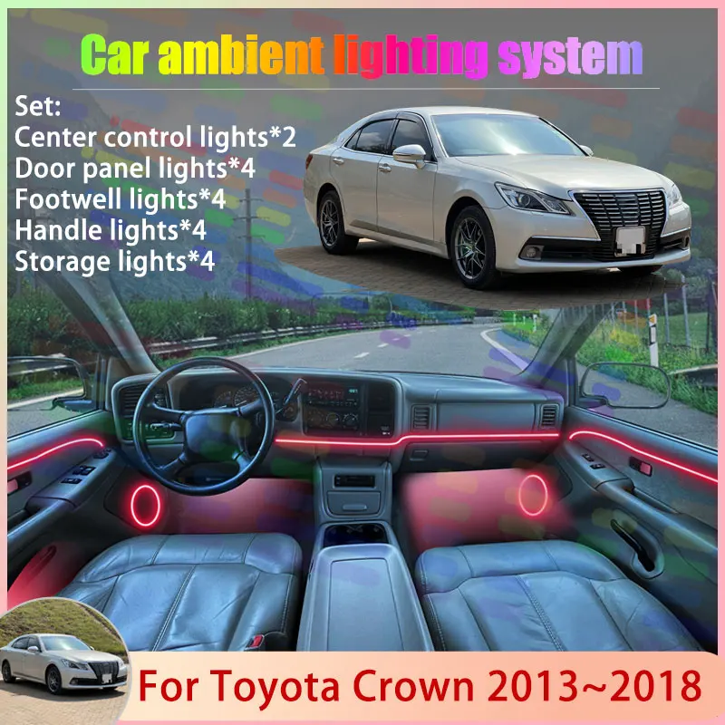 

Для Toyota Crown S210 MK14 2013 ~ 2018 2015 2016 2/18 в 1 автомобильный атмосферный светильник RGB абажур ансамбль стример атмосферный набор