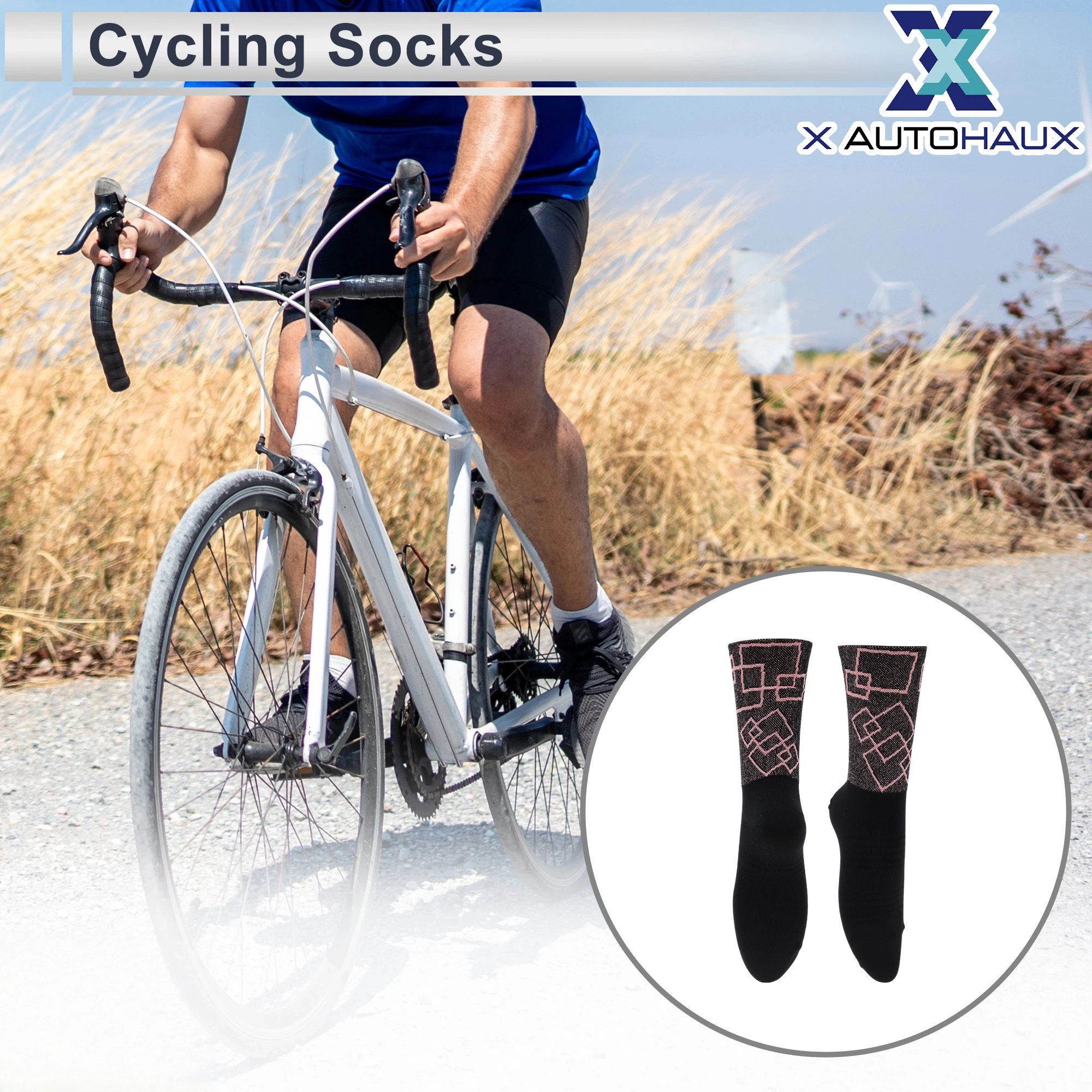 X Autohaux Kaus Kaki Bersepeda Anti Selip Penyerap Keringat Anti Gesekan Kaus Kaki Sepeda Luar Ruangan Netral dan Universal dengan Reflektif