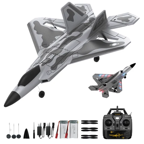 F22 RC Airplane - 4 Channel Fighter Remote Contro Airplane for Adults Beginners with Lights, RTF RC Aircraft with 2 Batteries