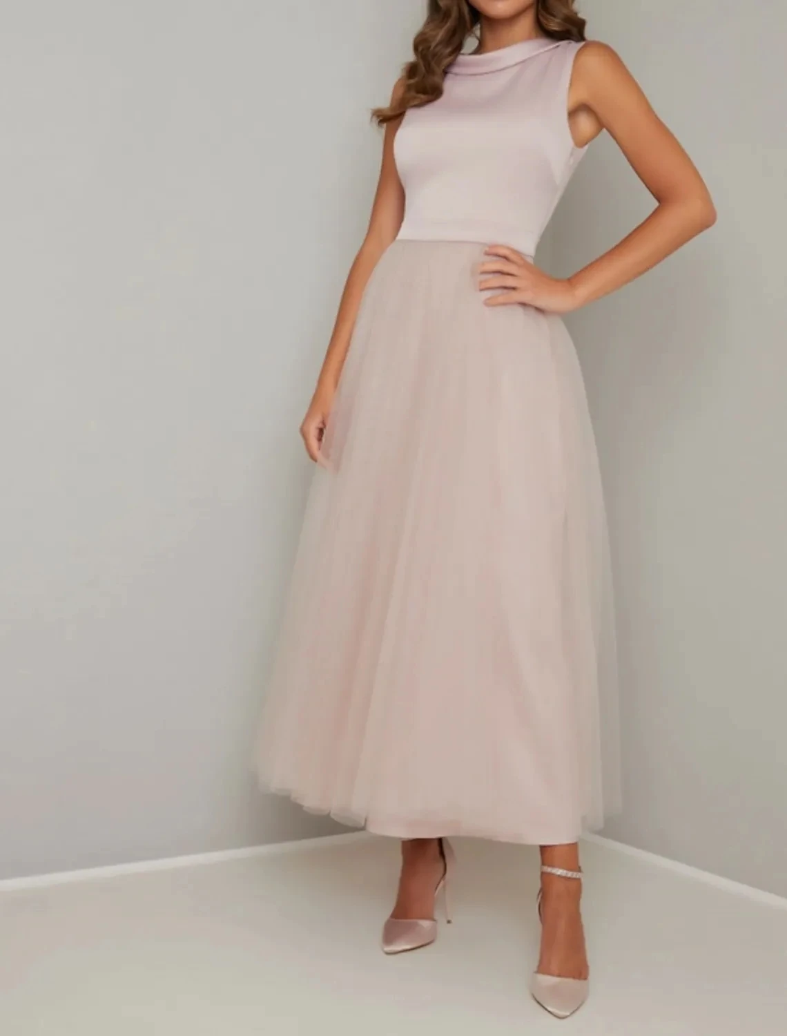 Abito rosa per la madre della sposa a-line 2025 Gioiello in pizzo sul retro alla caviglia Abiti da festa di nozze in tulle di raso Robe De Soiree