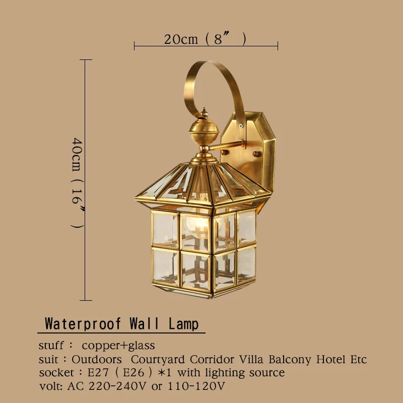 TEMOU Modern Wall Lamps Brass Sconce Outdoor Waterproof Contemporary Decorative for Balcony Courtyard  Corridor  Villa Duplex