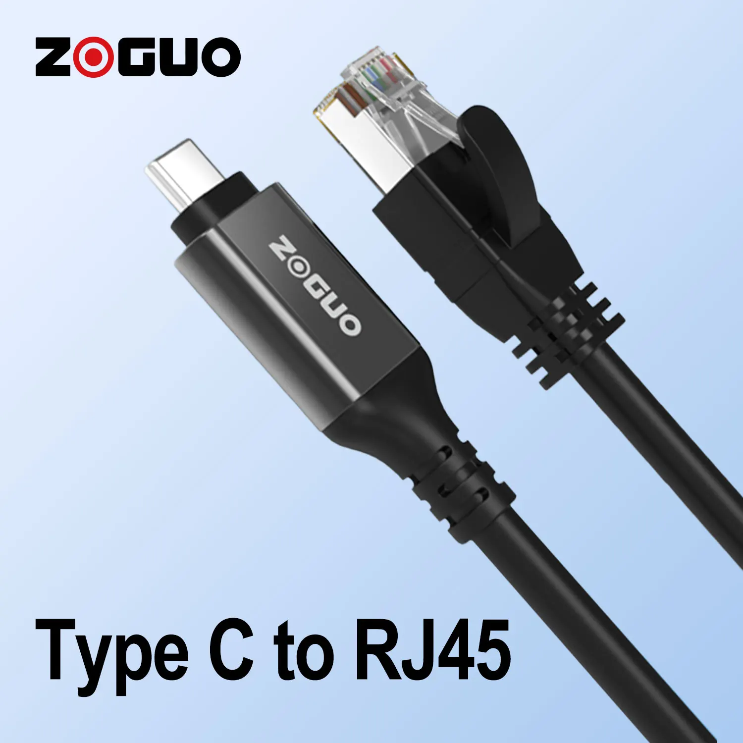 ZOGUO USB C to Ethernet Cable,USB3.0 to RJ45 Cord, Directly Connected,1000Mbps Gigabit LAN Network, Thunderbolt 3 Compatible