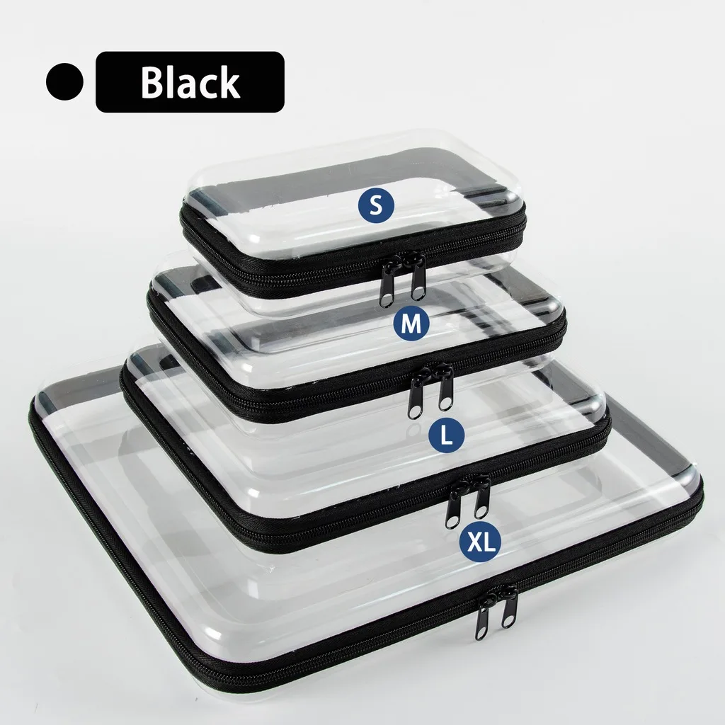 Transparent PET Plastic Zipper Storage Box Clear Home Organizer Container for Earphones Chargers Pouch Gift Bags Dustproof Case