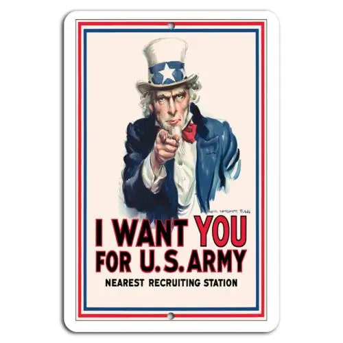 Join the U.S. Army Today! Uncle Sam Wants You!-Aluminum-tin sign