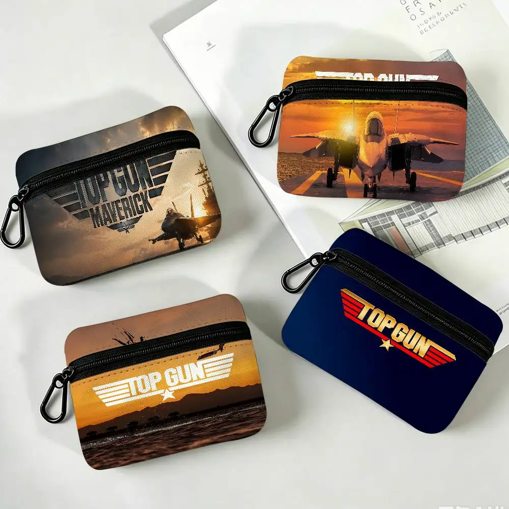 T-Top Gun Oxford Fabric Mini Coin Wallet Smooth Zipper Hanging Design Multi-use Small Storage Bag For Travel
